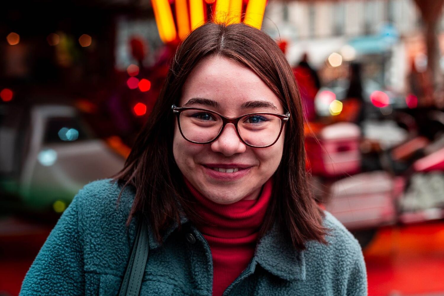 Teen Wearing Glasses And Red Turtleneck